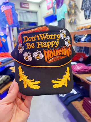 Don’t Worry Bey Happy Layered Trucker Hat