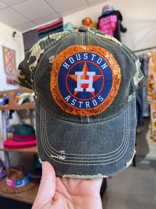 Houston Baseball Dirty Trucker Hat [Sequin]