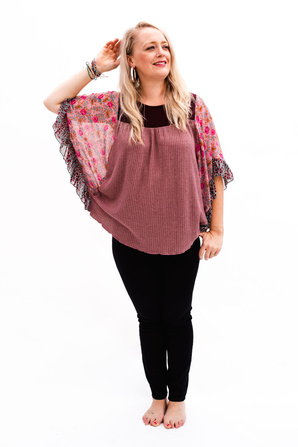 Fair Oaks Floral Mix Top [Mauve]