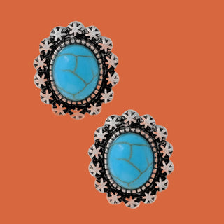 Star Oval Turquoise Stud Earrings