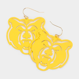 Brass Metal Cut Out Bear Dangle Earrings
