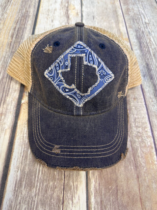 Blue Bandana Dirty Trucker Hat
