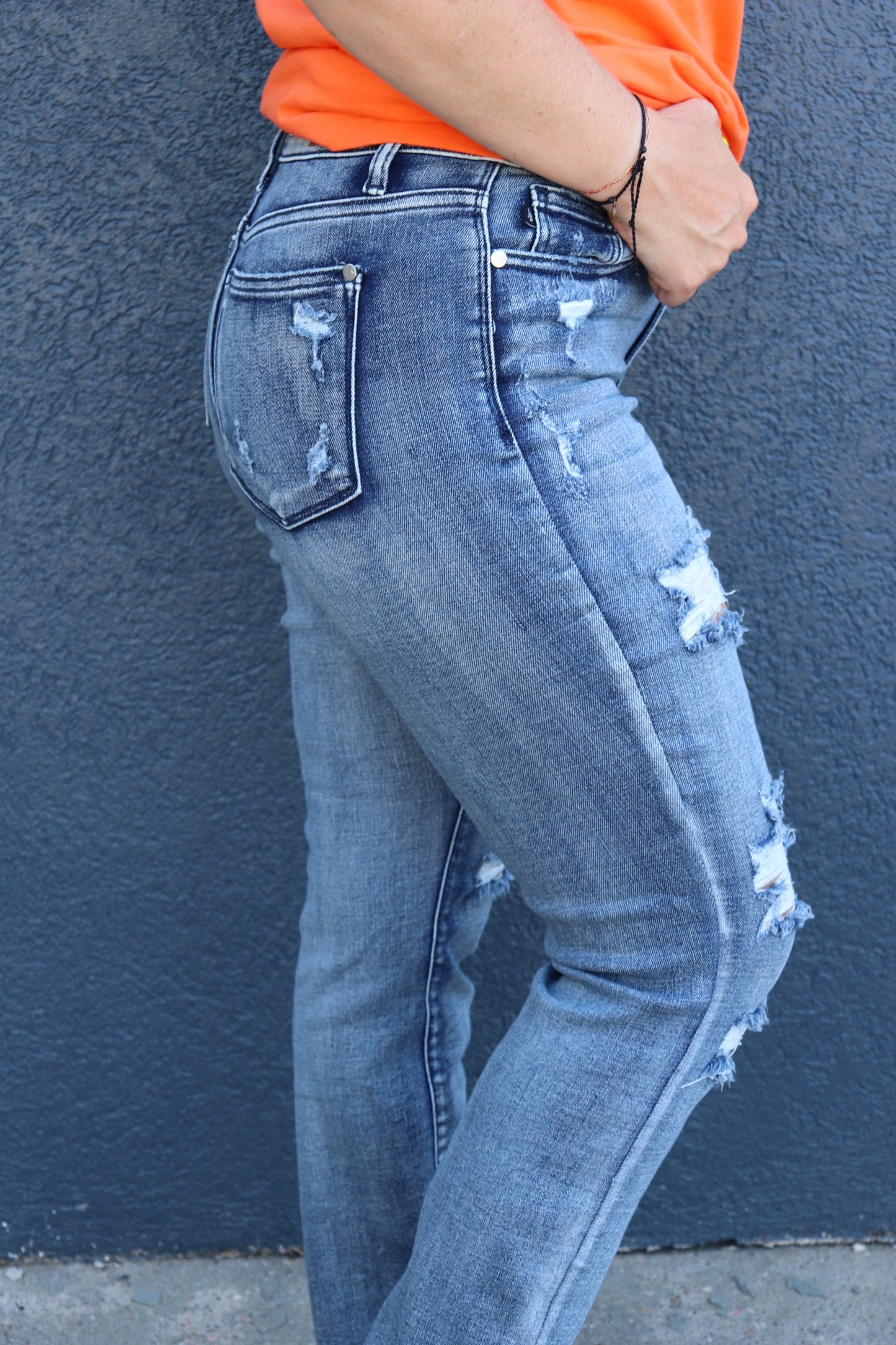 Daredevil Destroyed Boyfriend Jeans [Medium Wash]