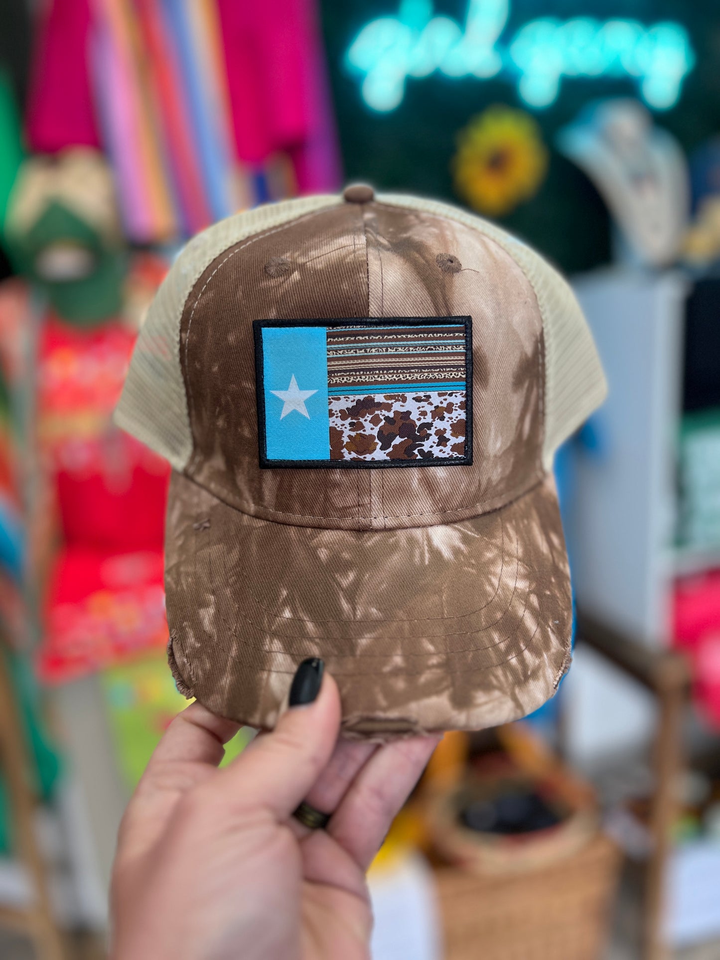 Texas Flag Patch Tie-Dye Trucker Hat