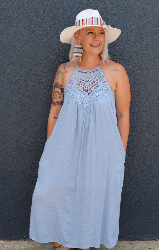 Last Call Mighty Maxine Crocheted Maxi Dress
