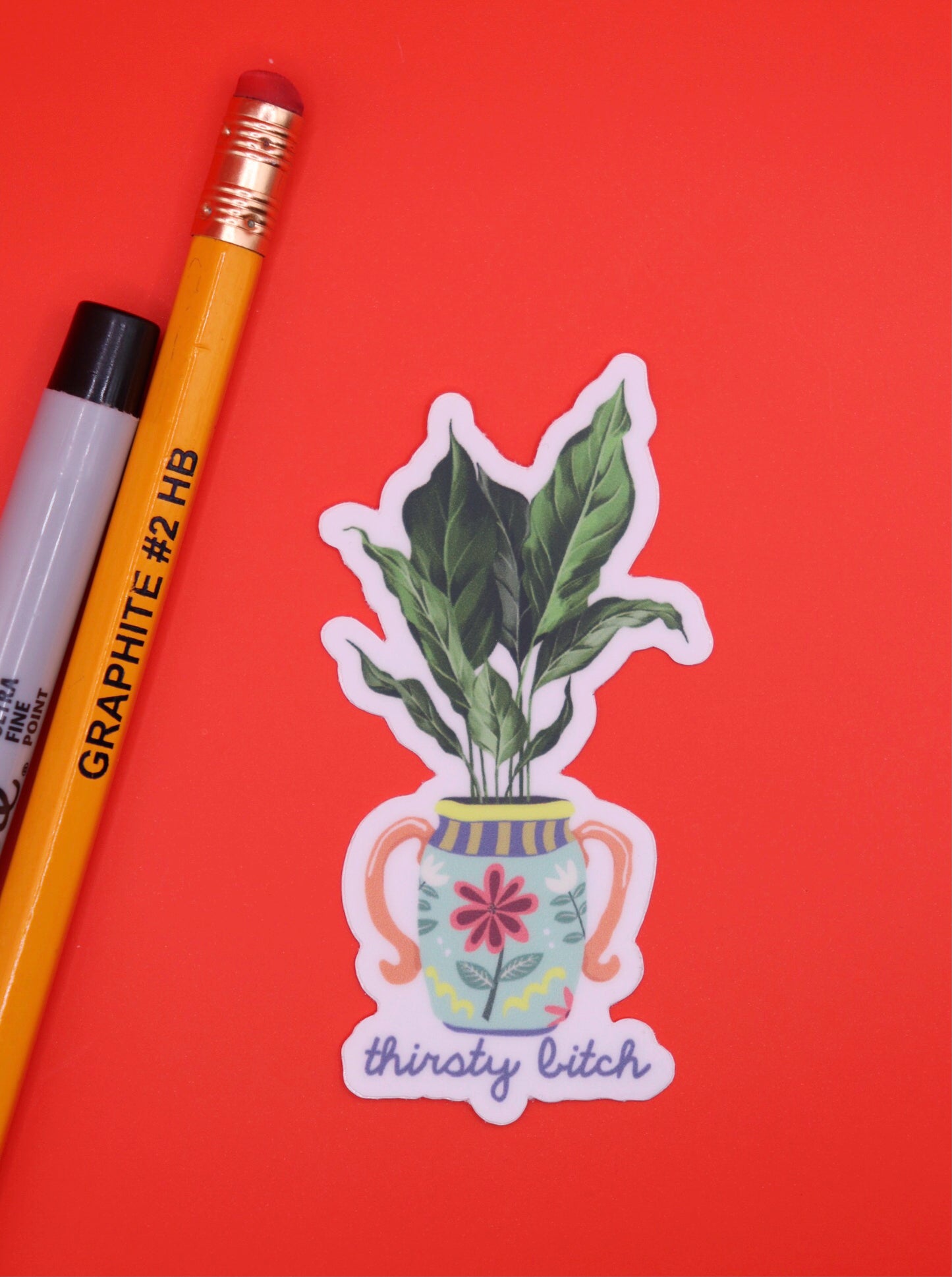 Thirsty B Plant Sticker