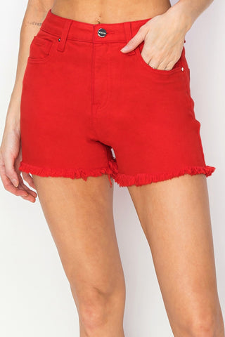 Cherry Red Cutoff Shorts