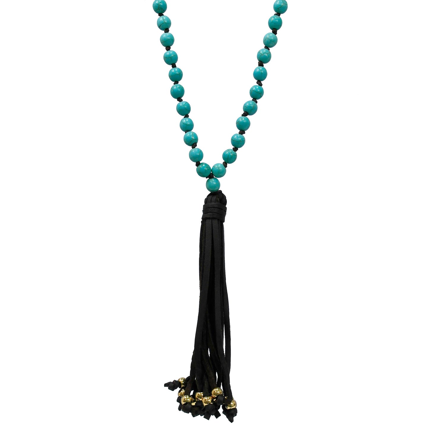 Leather Tassle Necklace [Turquoise]