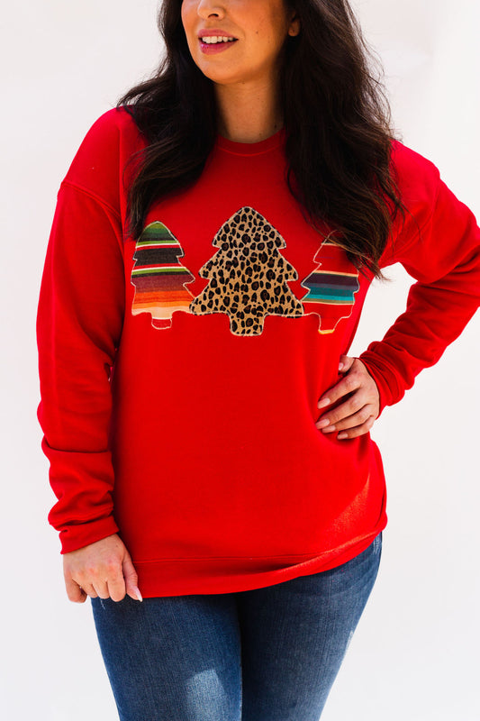 Christmas Tree Trifecta Red Pullover