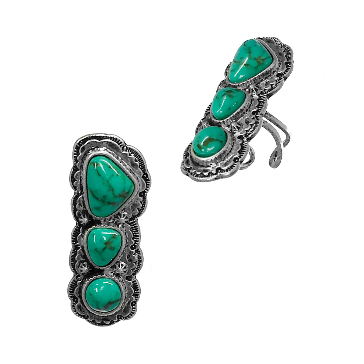 Boho Lined Turquoise Ring
