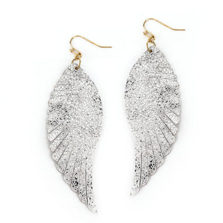 Metallic Leather Angel Wing Earrings [2 Colors]