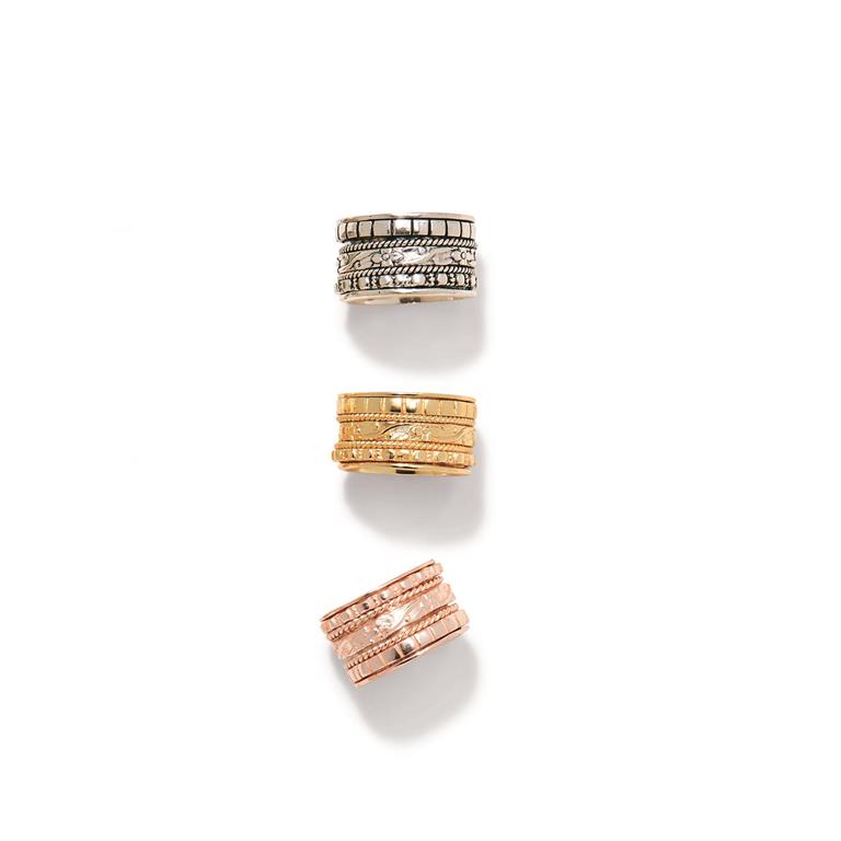 Rose Silver Gold Rotating Wide Rings [3 Styles]