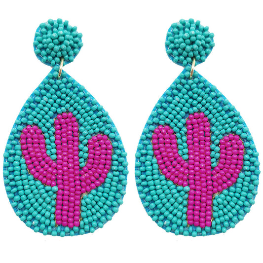 Neon Cactus Statement Earrings