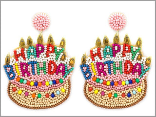 Happy Birthday Statement Earrings [MUSTARD]