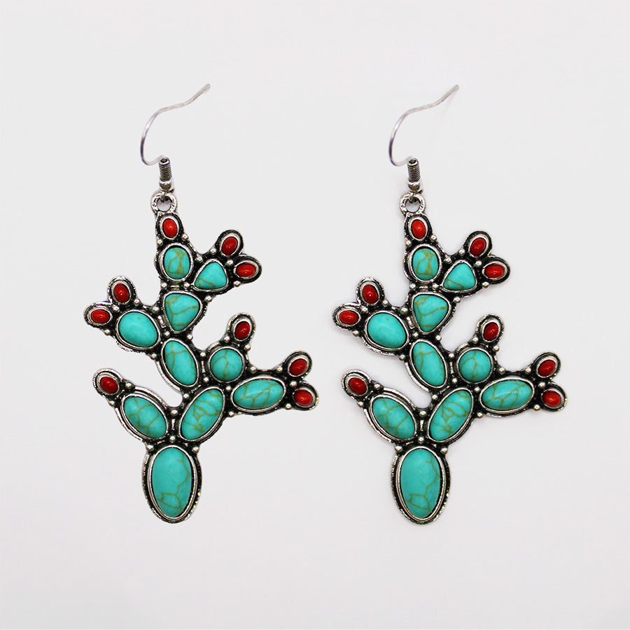 Turquoise Prickly Pear Cactus Earrings