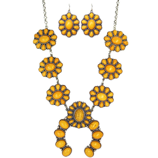 Concho Squash Blossom Necklace Set [MUSTARD]