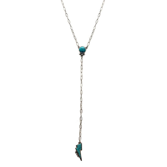 Turquoise Lightning Bolt Waterfall Necklace