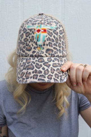 Blaze Turquoise Trucker Hat [Leopard]