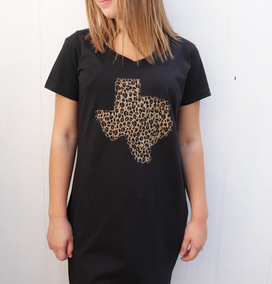Sweet Leopard Custom Tshirt Dress [Black]