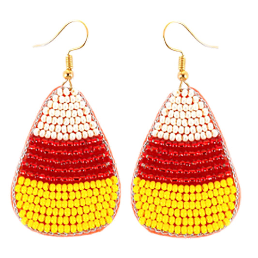 Last Call Candy Corn Seed Bead Statement Earrings