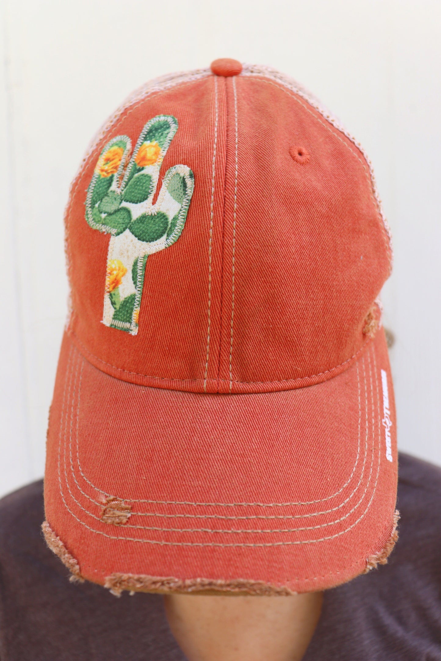Floral Cactus Dirty Trucker Hat