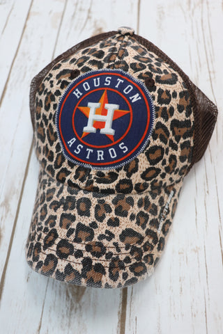 Houston Baseball Leopard Trucker Hat