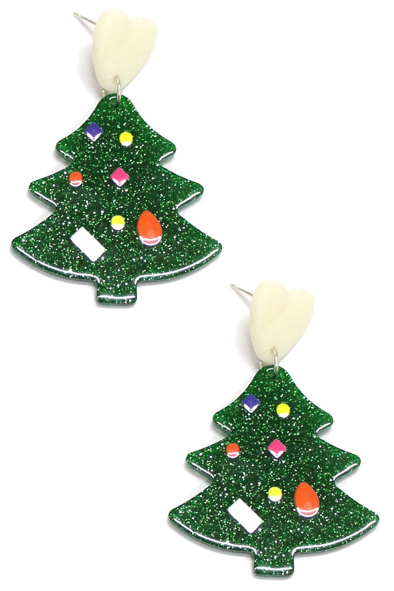 Last Call Christmas Tree Acrylic Earrings