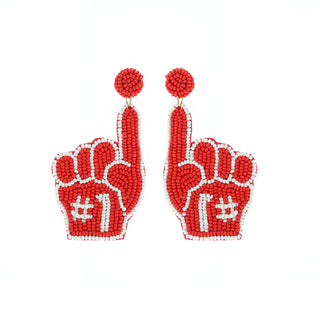 Foam Finger Statement Earrings [Red/White]