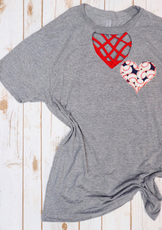 Baseball Heart Key Hole Tee