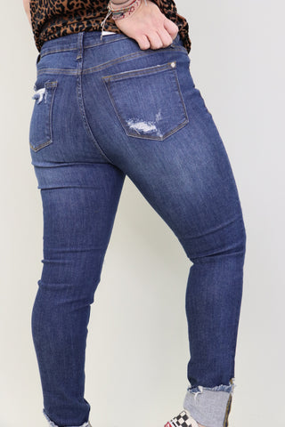 Queen Size Crockett Cuff Distressed Jeans