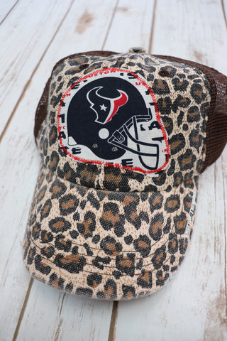 Leopard Houston Texans Trucker Hat