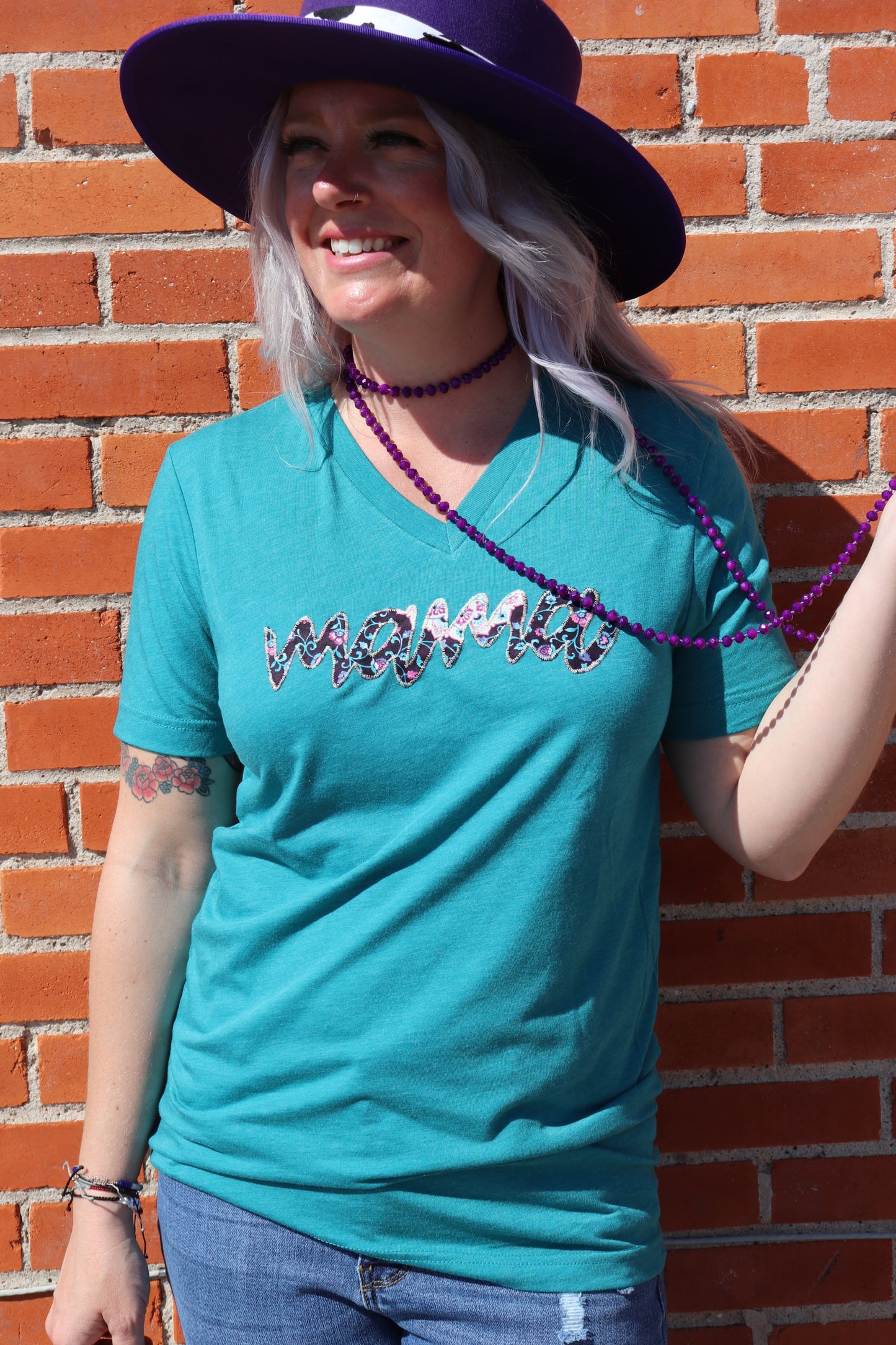 Mama V-Neck Tee [Purple Mandala]