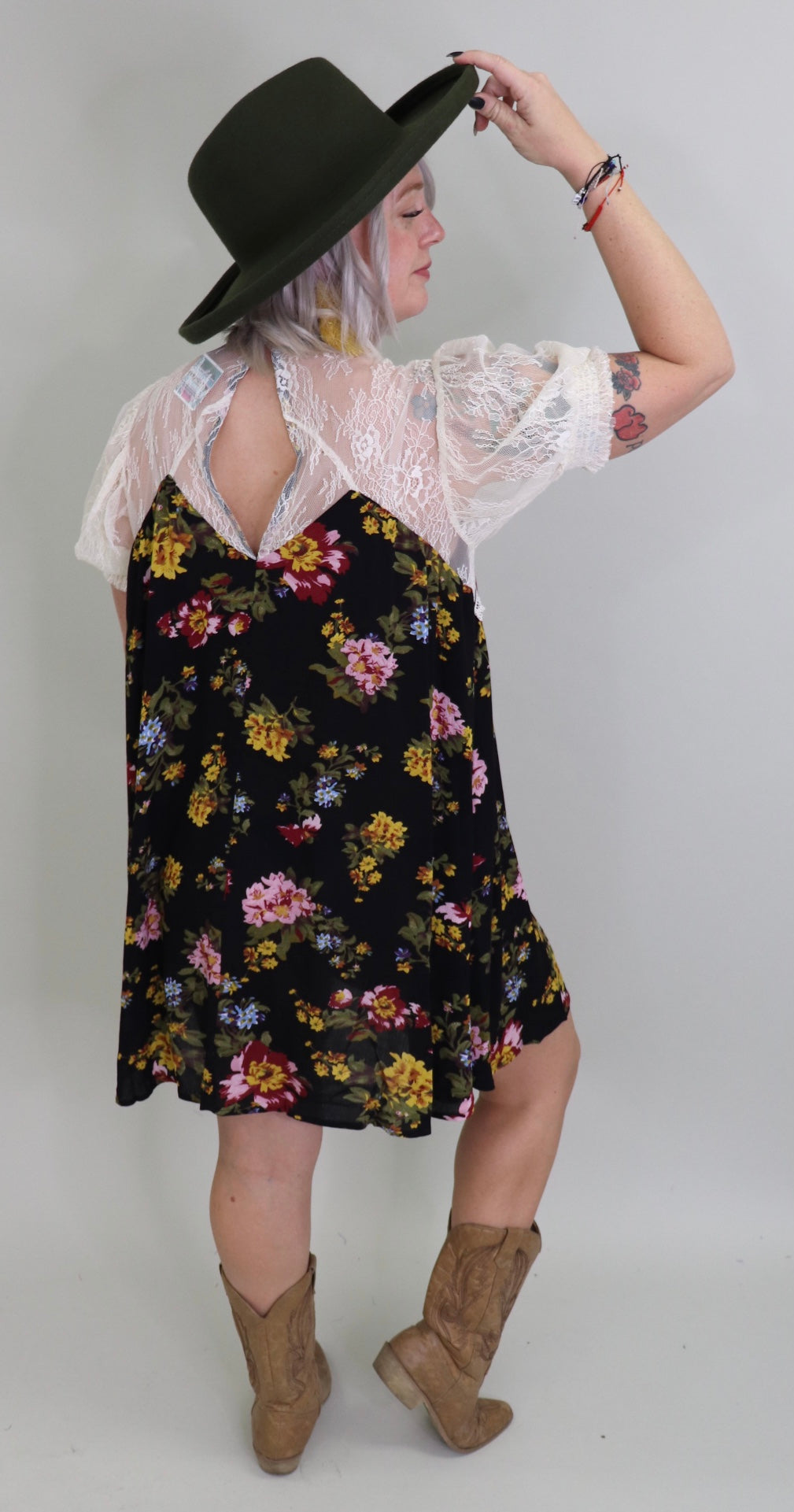 Last Call High Neck Lace Floral Dress