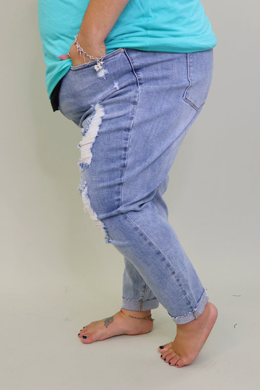 Queen Size Dixie Destroyed Cuff Jeans