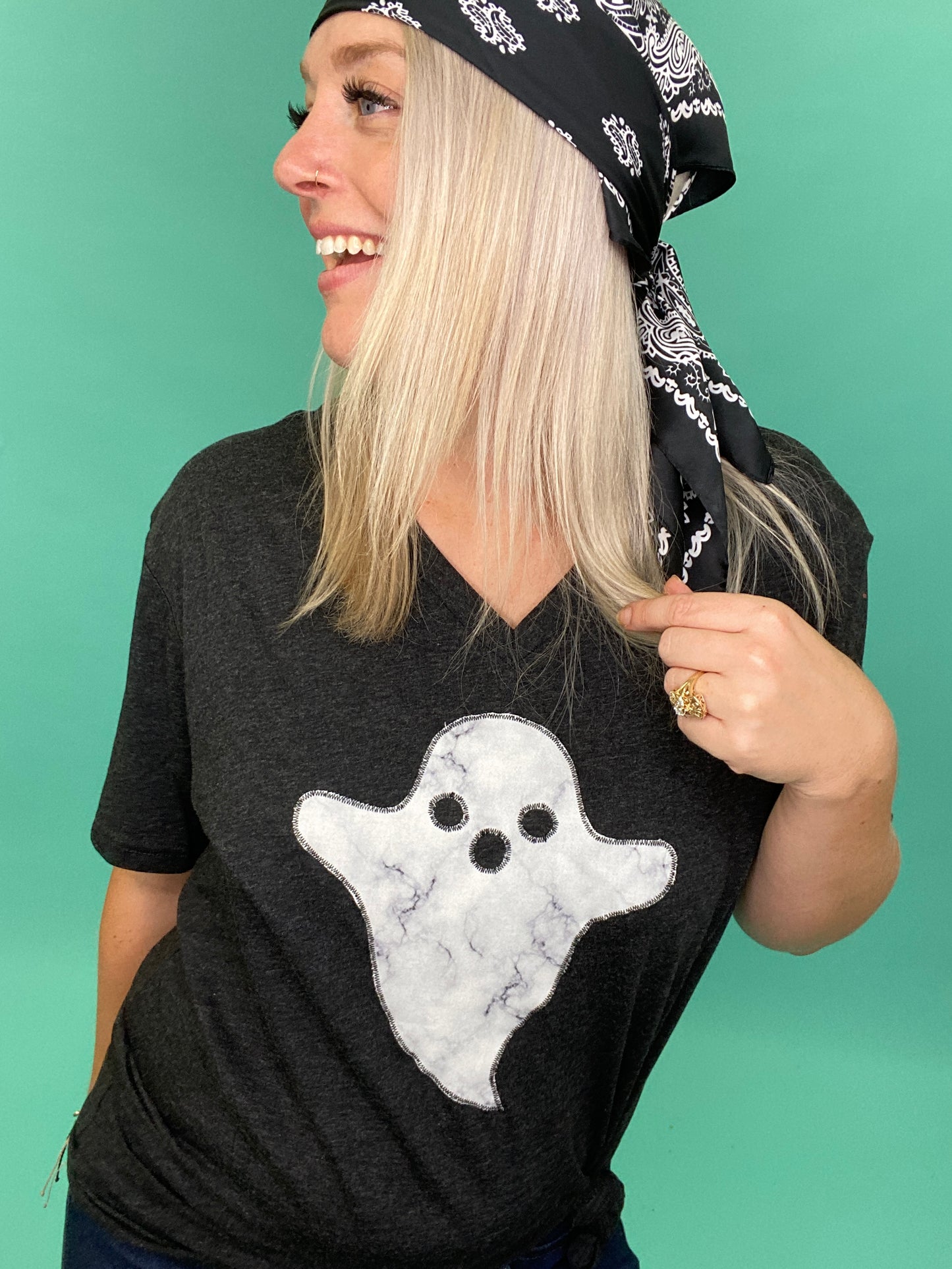 Marble Ghost V-Neck Tee