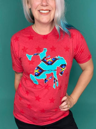 Turquoise Tribal Red Star Tee