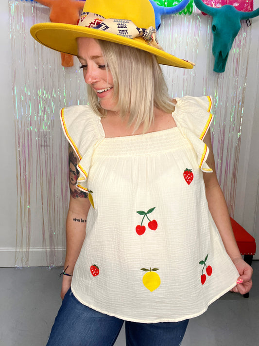 Tutti Frutti Embroidered Top