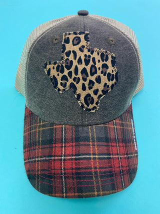 Plaid & Leopard Dirty Trucker Hat