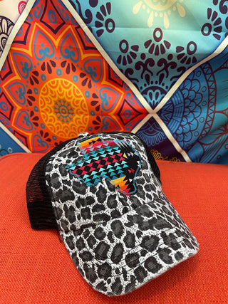 Aztec Black Trucker Hat [Black Leopard]