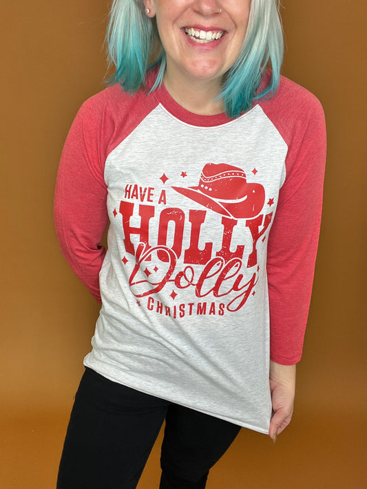 Last Call Holly Dolly Raglan Tee