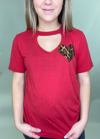 Big Cat Leopard Heart Key Hole Tee