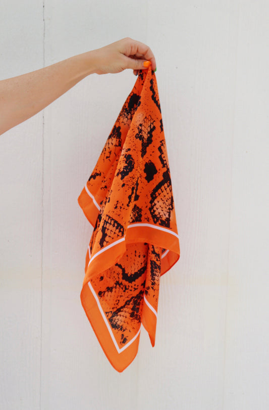 Orange Snakeprint Silk Neckerchief