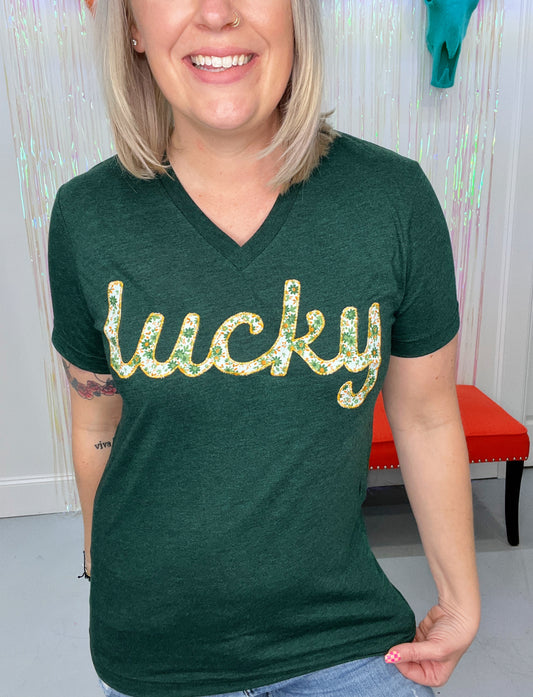 *LIMITED EDITION* Lucky V-Neck Tee [Emerald]