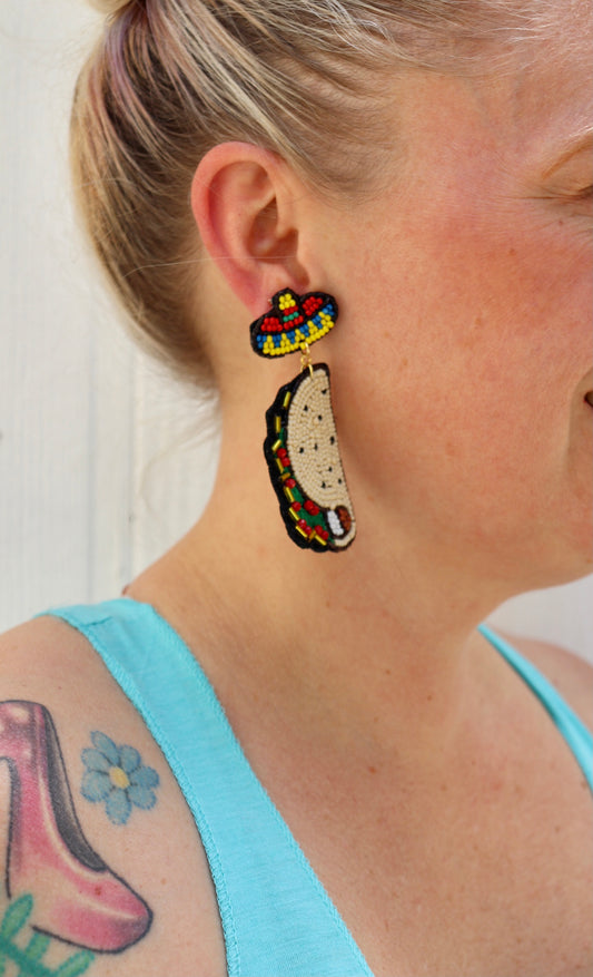 Taco Seed Bead Statement Earrings