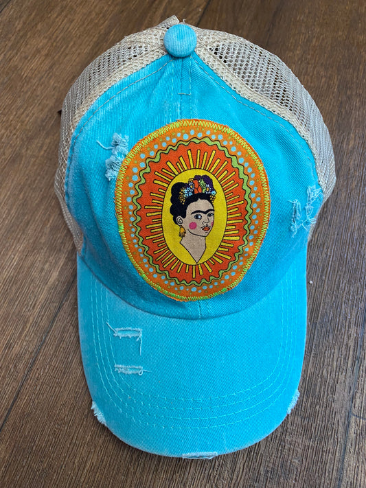 Frida Kahlo Ponytail Dirty Trucker Hat