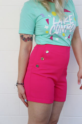 Last Call Boss Babe Button Shorts [Pink]