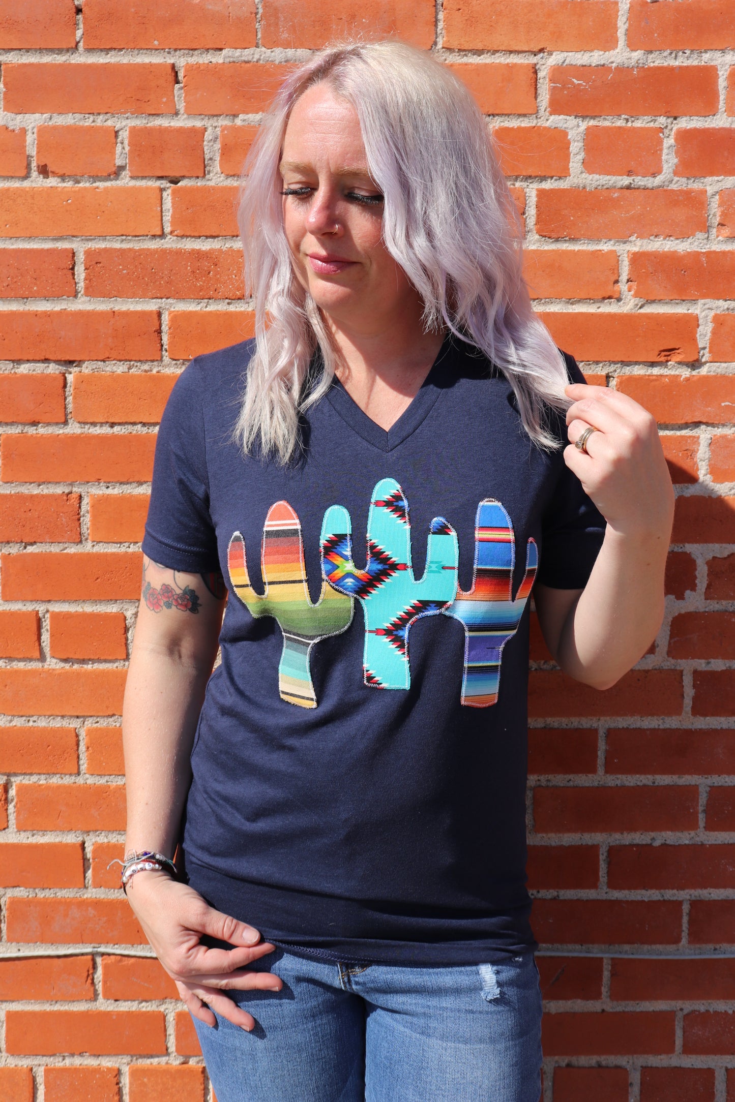 Cactus Trifecta Vneck Tee [Agave Playa Mix]
