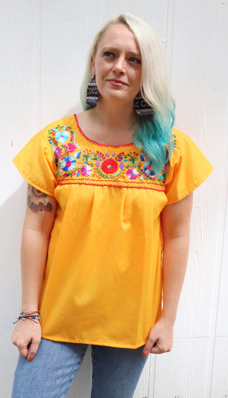 Fiesta Embroidered Peasant Top [All Colors]