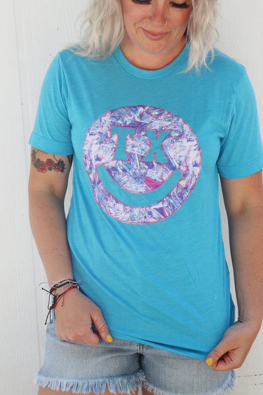 Happy TX Crew Tee [Marbled Lake]
