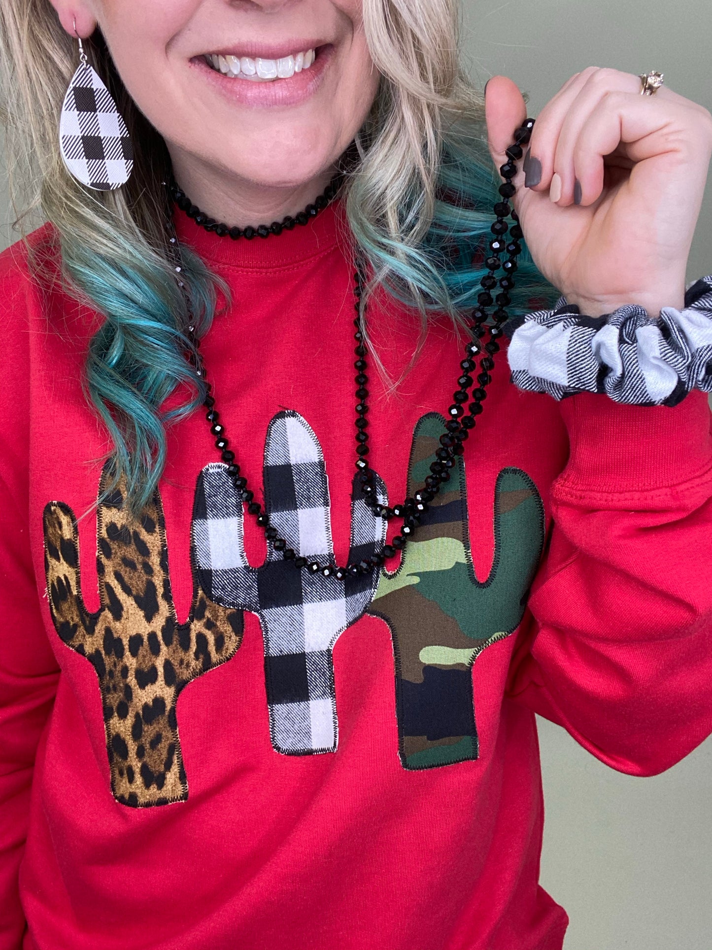 Christmas Cactus Trifecta Red Pullover